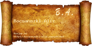 Bocsanszki Aliz névjegykártya